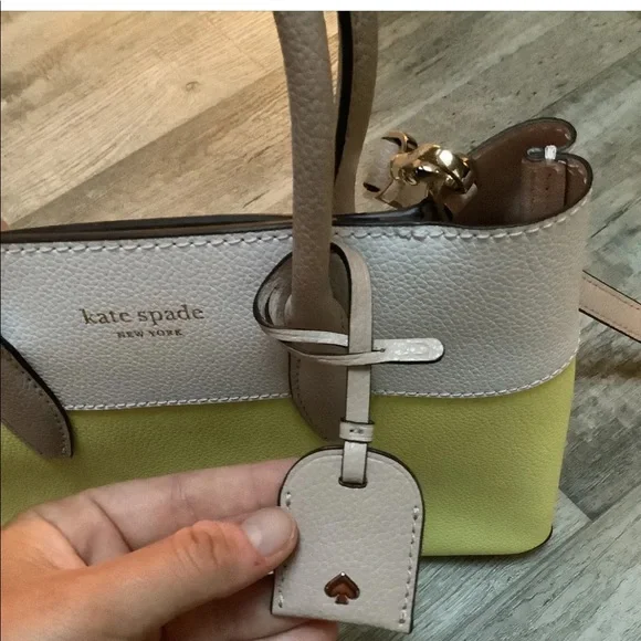 Kate Spade Eva Satchel Crossbody Limelight Yellow White Leather WKRU6761 NWT FS